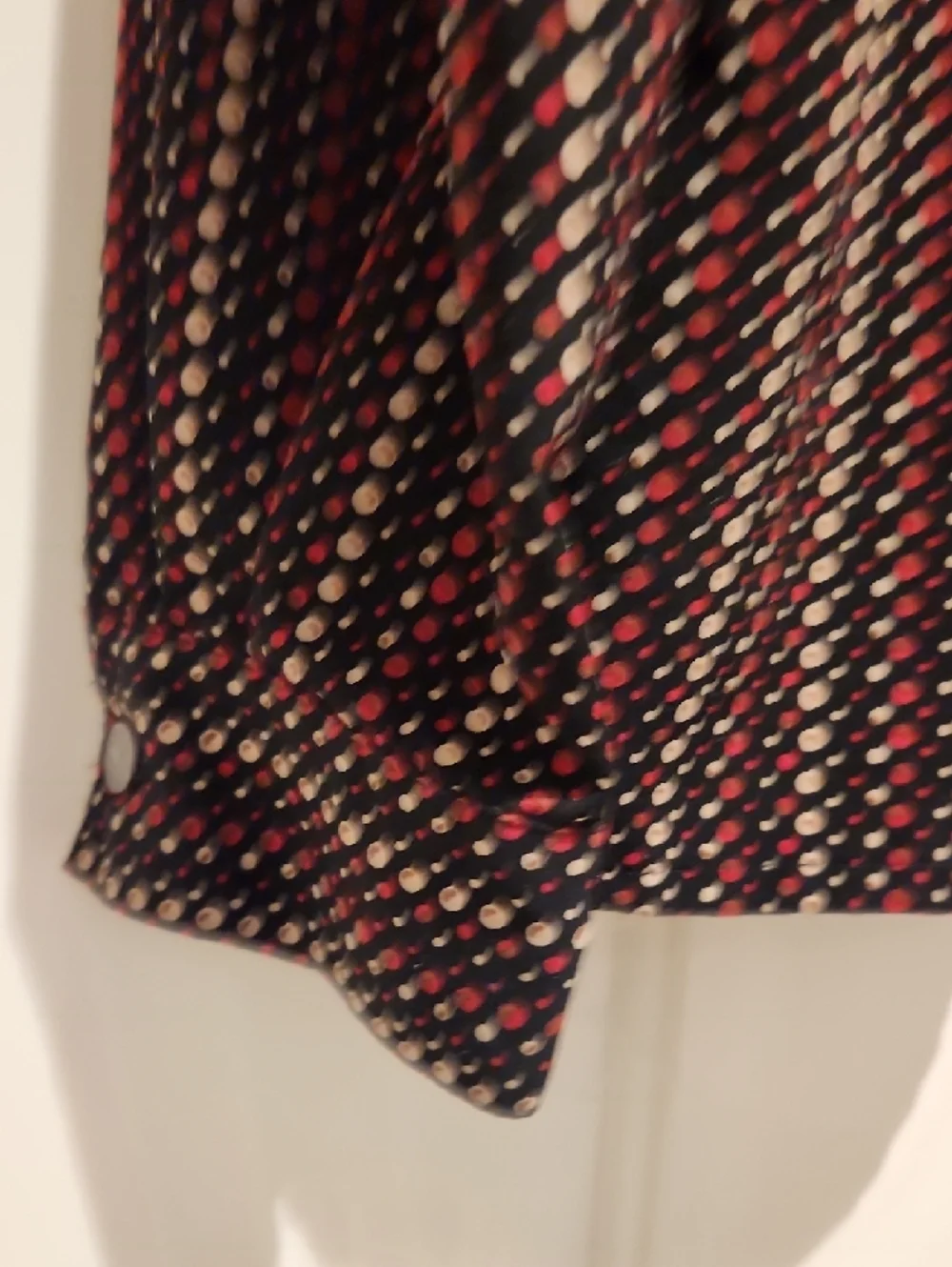 Vintage Liz Baker Black Blouse with Red and Cream Polka Dots Size 14